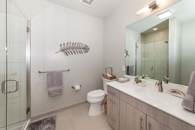 Bright Bathroom with Shower Cabin